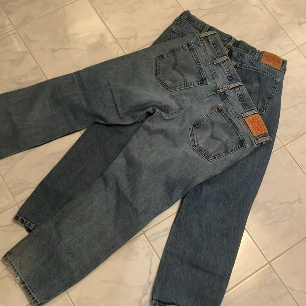 Levis (2 pairs!) blue denim jeans. Red tab 516.  Preloved.